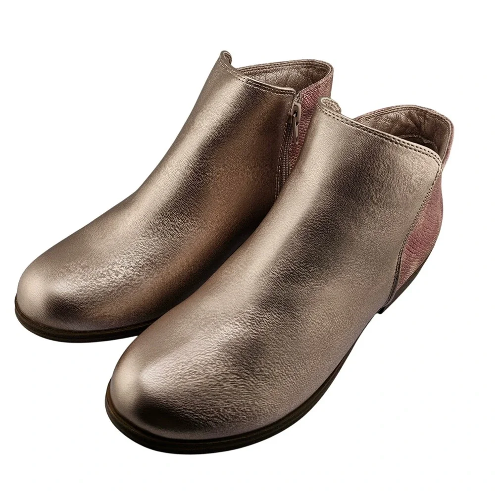 Mia‎ Girl's Ankle Boots Size 6M Rose Gold Snake Print Zipper Casual Shoes New